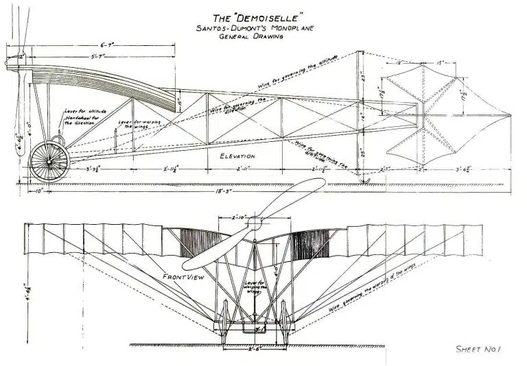 The plans for Alberto Santos-Dumont's Demoiselle.