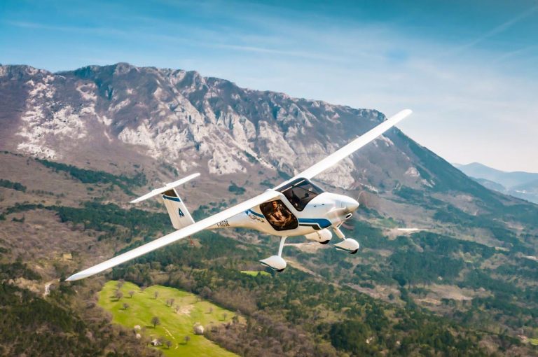 Pipistrel Alpha Electro in flight, an electric aircraft